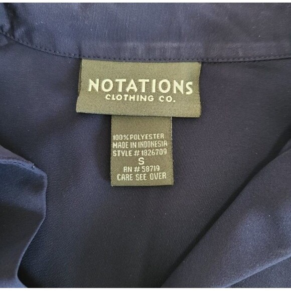 Notations Blue Long Sleeve Blouse S – Button Front, Lightweight, Office Chic - Picture 3 of 6
